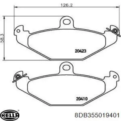 Задние тормозные колодки 8DB355019401 HELLA