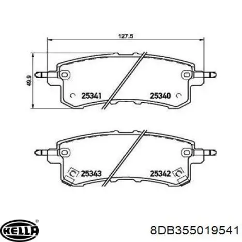 Задние тормозные колодки 8DB355019541 HELLA