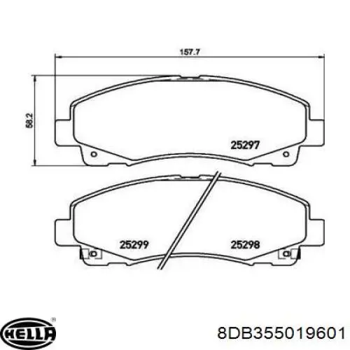 Передние тормозные колодки 8DB355019601 HELLA