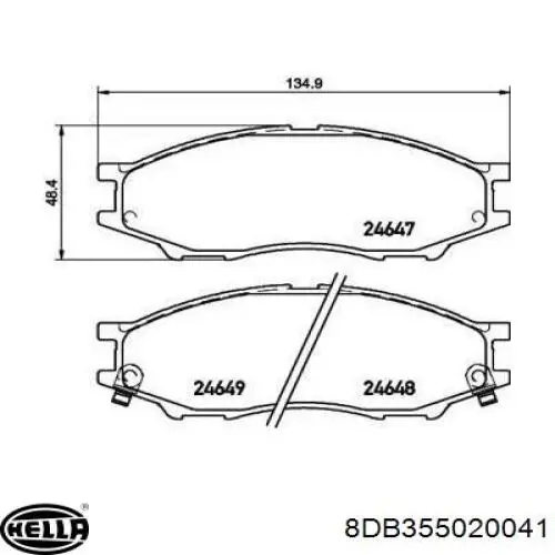 Передние тормозные колодки 8DB355020041 HELLA