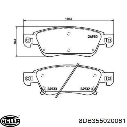 Передние тормозные колодки 8DB355020061 HELLA