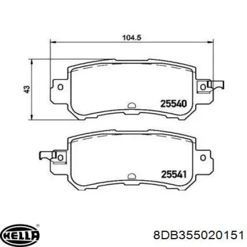 Колодки дисковые  HELLA 8DB355020151 цена, от 19.64 USD