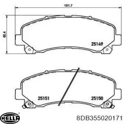 Передние тормозные колодки 8DB355020171 HELLA