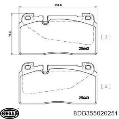 Передние тормозные колодки 8DB355020251 HELLA