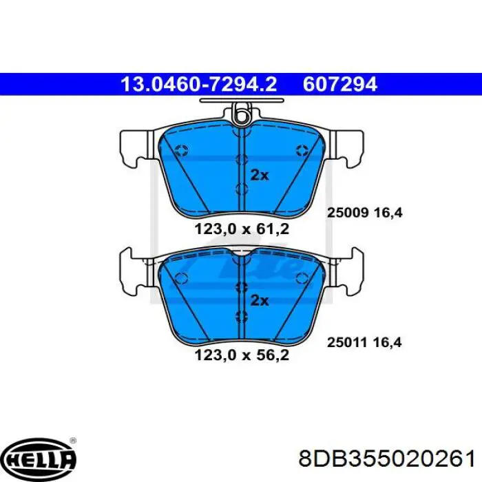 Купить 8DB355020261 HELLA Колодки тормозные задние, дисковые