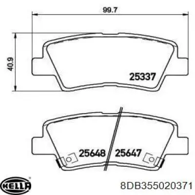 Задние тормозные колодки 8DB355020371 HELLA