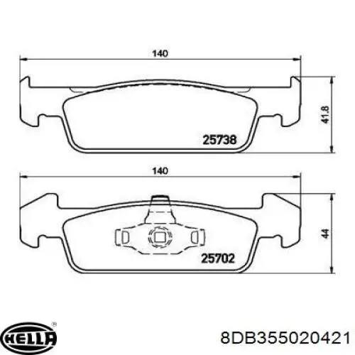 Передние тормозные колодки 8DB355020421 HELLA