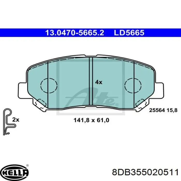 Передние тормозные колодки 8DB355020511 HELLA