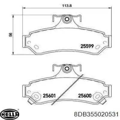 Задние тормозные колодки 8DB355020531 HELLA