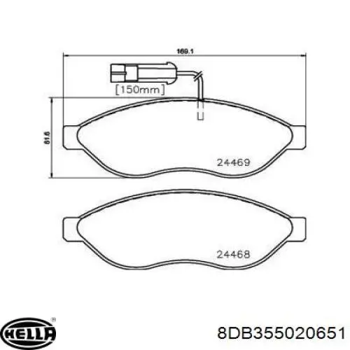 Передние тормозные колодки 8DB355020651 HELLA