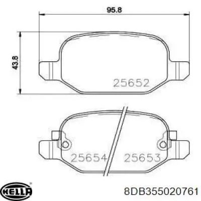 Задние тормозные колодки 8DB355020761 HELLA