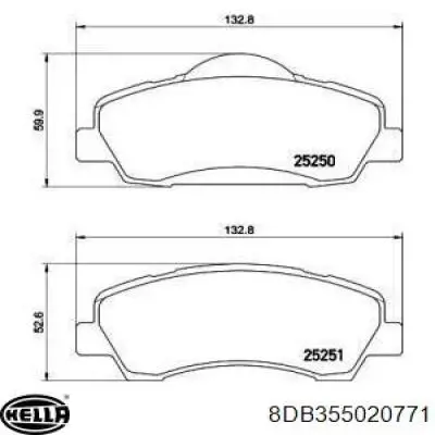 Передние тормозные колодки 8DB355020771 HELLA