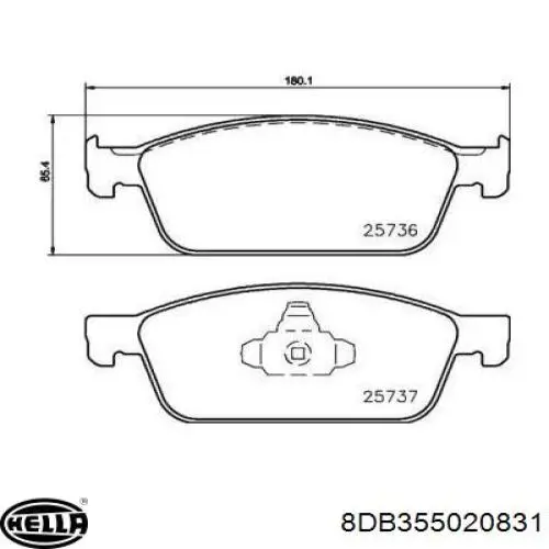 8DB355020831 HELLA sapatas do freio dianteiras de disco