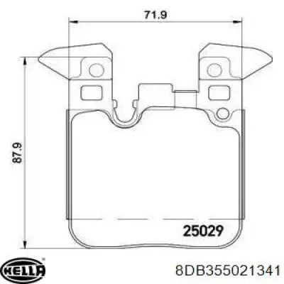 Задние тормозные колодки 8DB355021341 HELLA