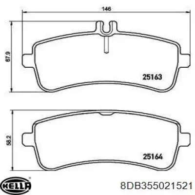 Задние тормозные колодки 8DB355021521 HELLA