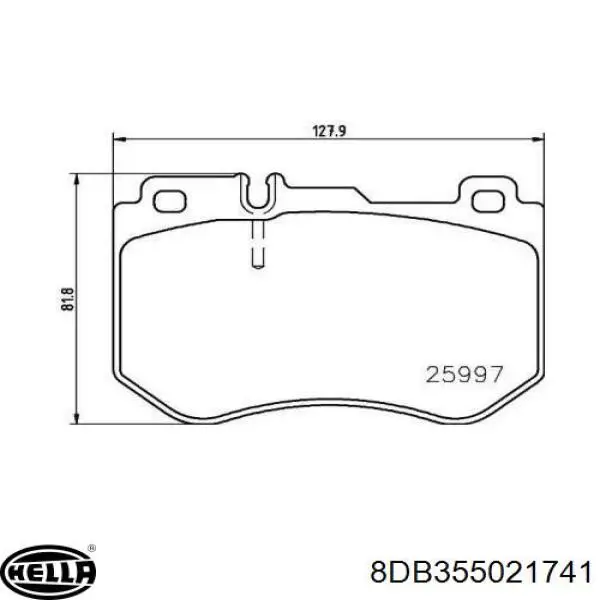 Передние тормозные колодки 8DB355021741 HELLA