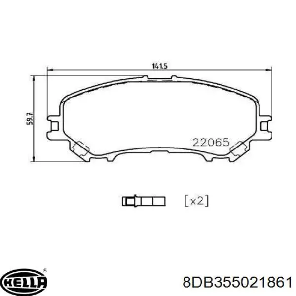 8DB355021861 HELLA sapatas do freio dianteiras de disco