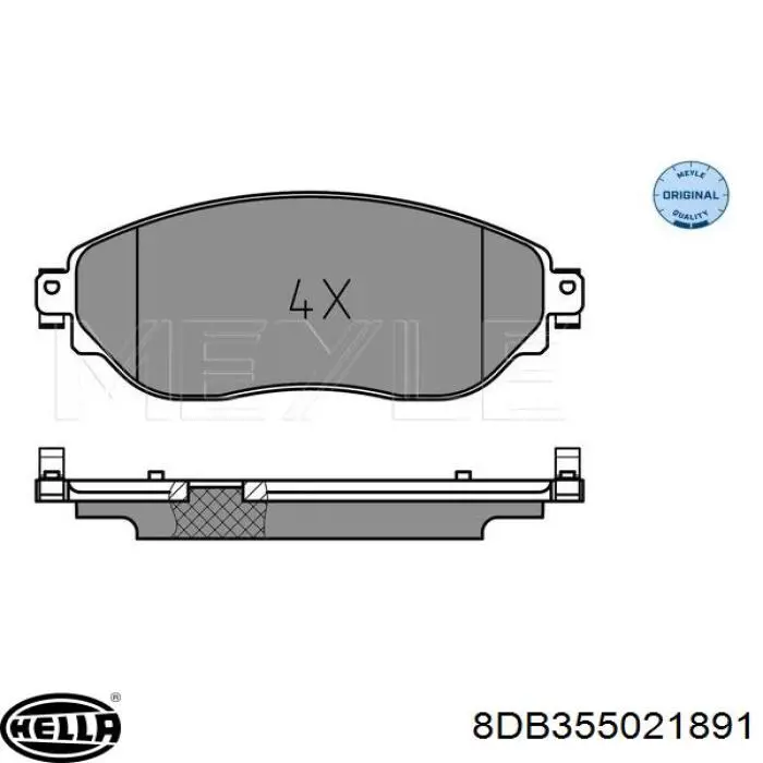 8DB355021891 HELLA sapatas do freio dianteiras de disco