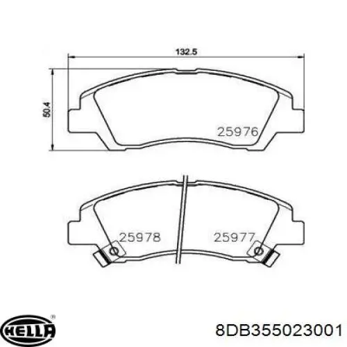 Передние тормозные колодки 8DB355023001 HELLA