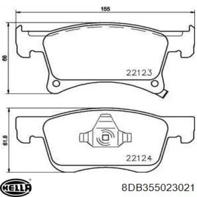 Передние тормозные колодки 8DB355023021 HELLA