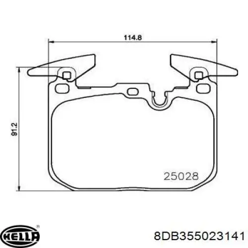 Передние тормозные колодки 8DB355023141 HELLA