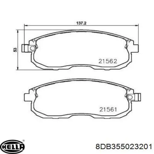 Передние тормозные колодки 8DB355023201 HELLA