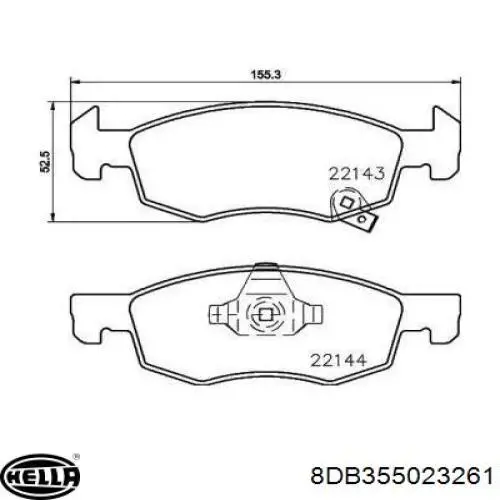 Передние тормозные колодки 8DB355023261 HELLA