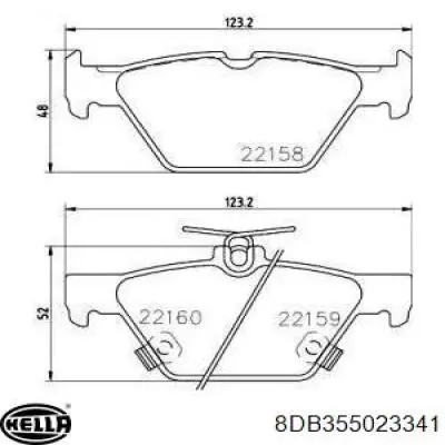 Задние тормозные колодки 8DB355023341 HELLA