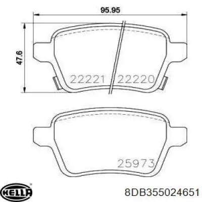 Передние тормозные колодки 8DB355024651 HELLA