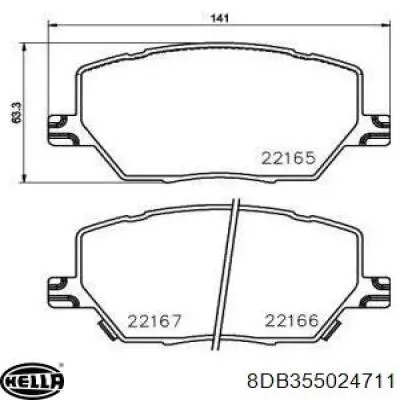 Передние тормозные колодки 8DB355024711 HELLA