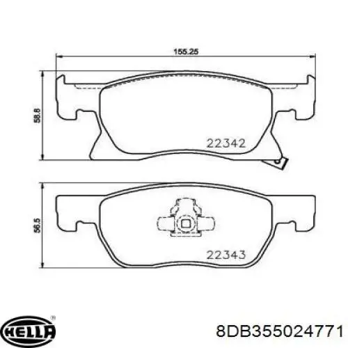 Передние тормозные колодки 8DB355024771 HELLA