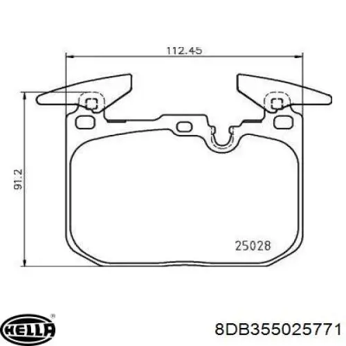 Передние тормозные колодки 8DB355025771 HELLA