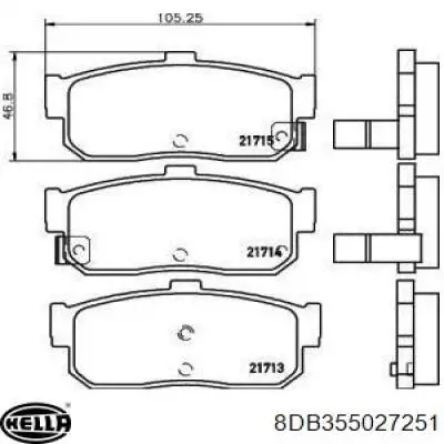 Задние тормозные колодки 8DB355027251 HELLA