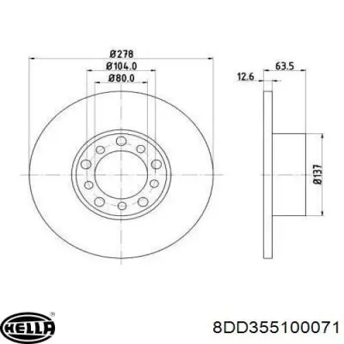 Передние тормозные диски 8DD355100071 HELLA