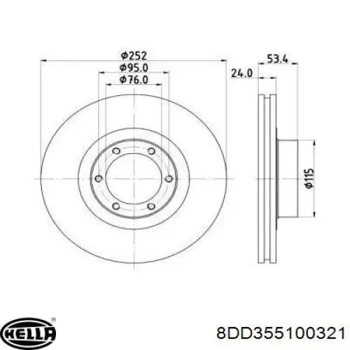 Передние тормозные диски 8DD355100321 HELLA