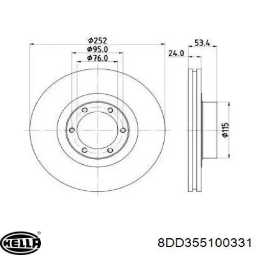 Передние тормозные диски 8DD355100331 HELLA