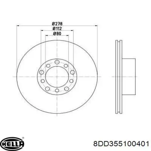 Передние тормозные диски 8DD355100401 HELLA