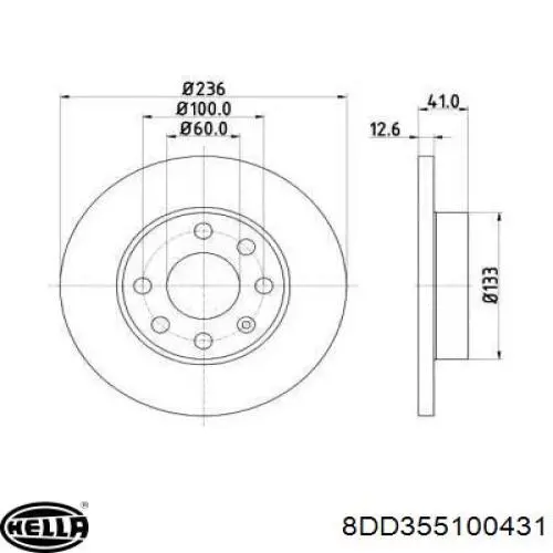 8DD 355 100-431 HELLA диск тормозной передний