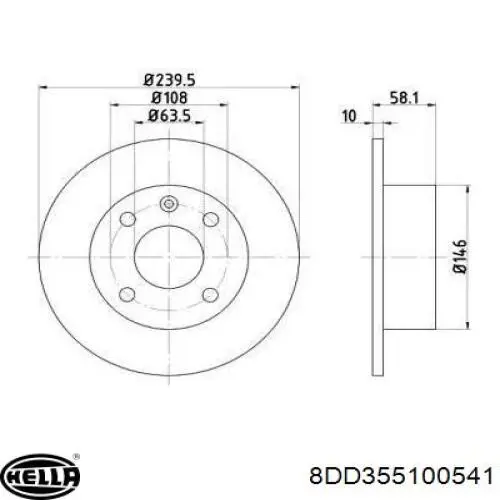 Передние тормозные диски 8DD355100541 HELLA