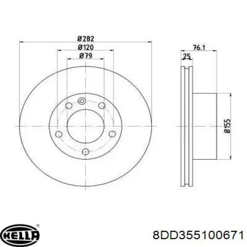 Передние тормозные диски 8DD355100671 HELLA