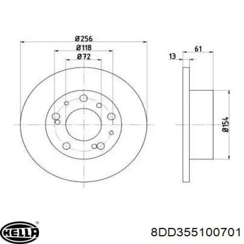 Передние тормозные диски 8DD355100701 HELLA