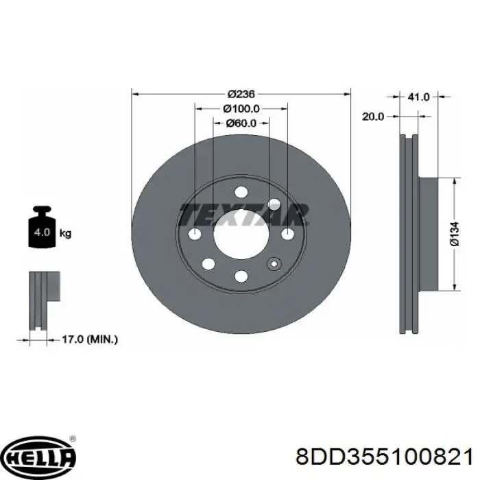 Купить 8DD355100821 HELLA Ротор тормозной