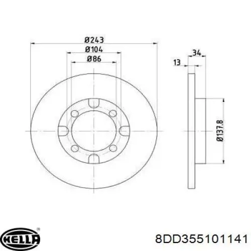 Передние тормозные диски 8DD355101141 HELLA