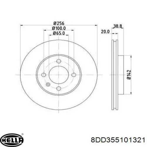 Передние тормозные диски 8DD355101321 HELLA