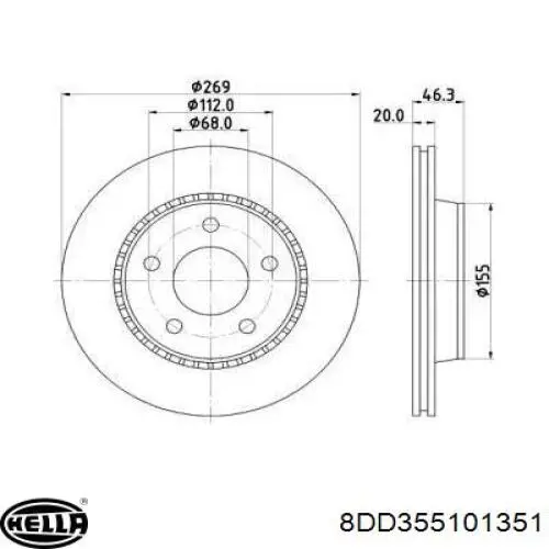 Тормозные диски 8DD355101351 HELLA