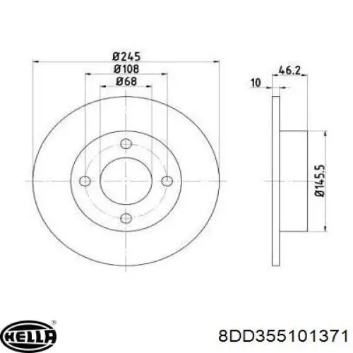 Тормозные диски 8DD355101371 HELLA