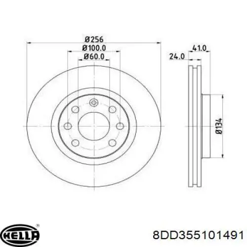 Передние тормозные диски 8DD355101491 HELLA