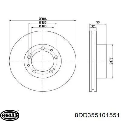 Передние тормозные диски 8DD355101551 HELLA