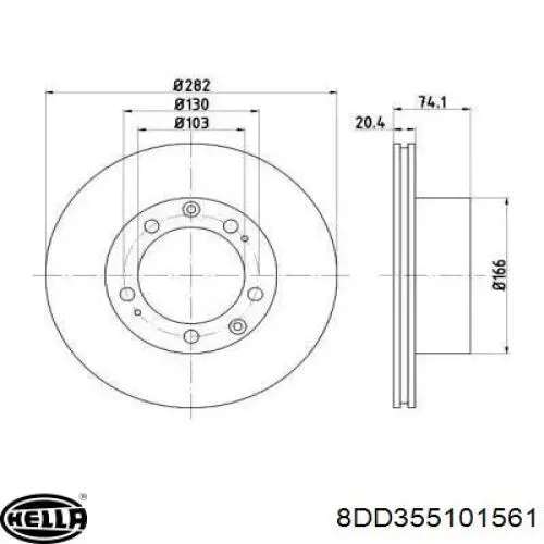 Передние тормозные диски 8DD355101561 HELLA