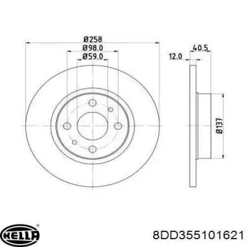 8DD355101621 HELLA диск тормозной передний